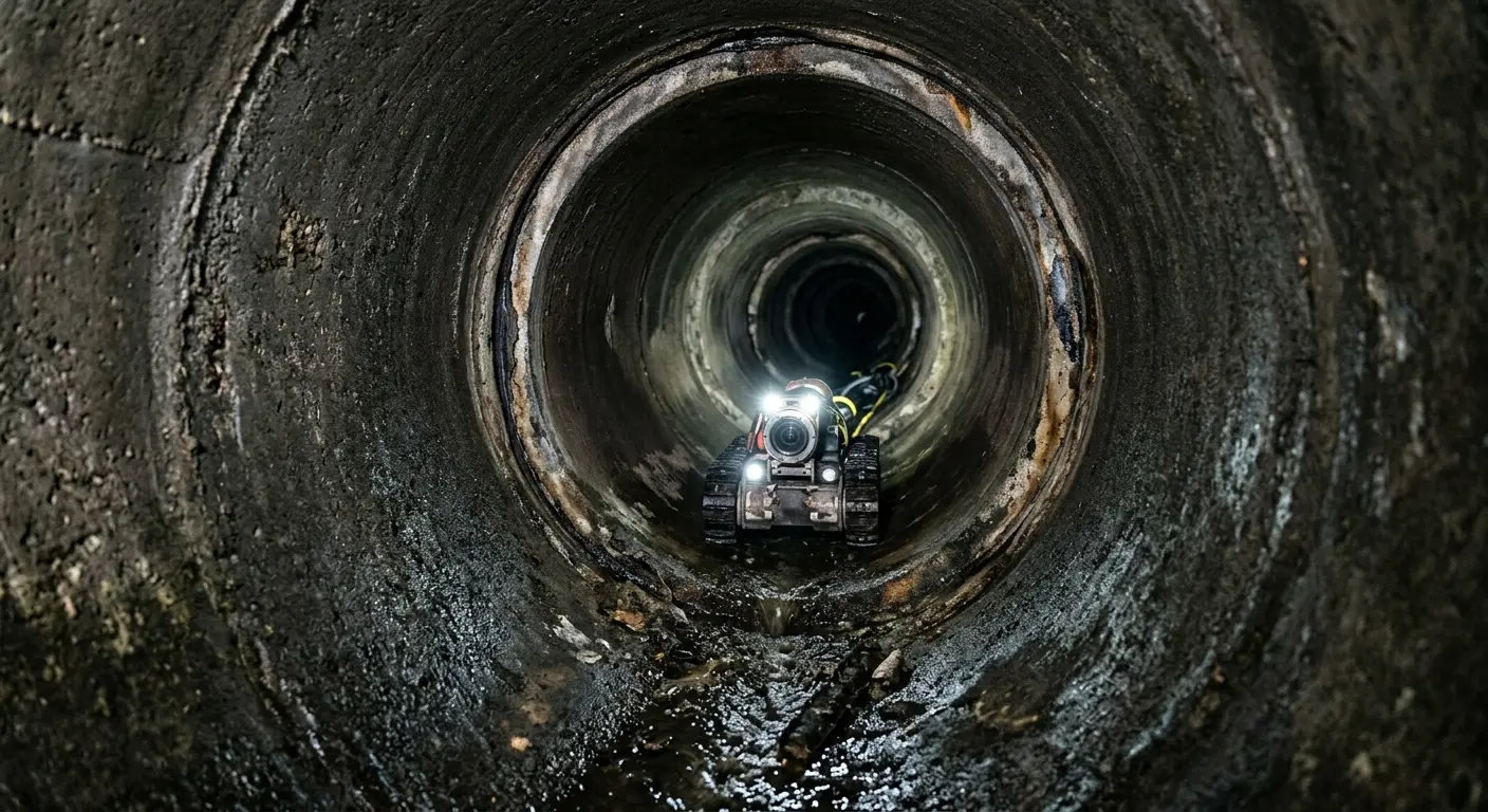 Robotic sewer camera inspecting pipe interior for Sewer Line Repair in Chardon